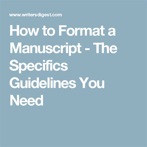 What Are The Guidelines For Formatting A Manuscript Book Writing