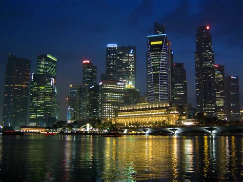 Skyline Photography During Nighttime Singapore Hd Wallpaper