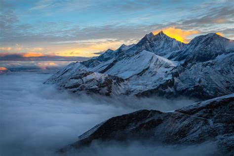 Download Landscape Sky Fog Summit Switzerland Alps Nature Alps Mountain