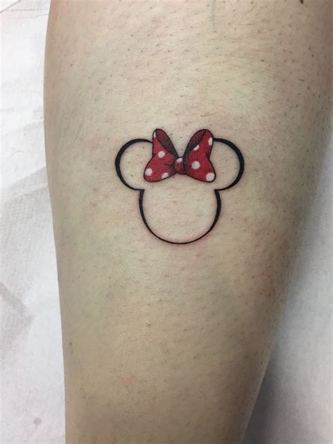 Cute Minnie Mouse Tattoo With Polka Dot Bow