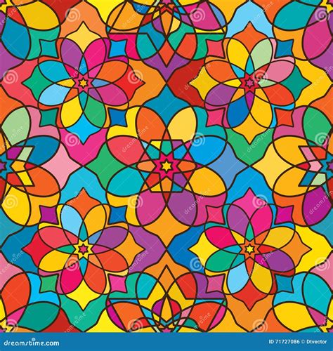 Ramadan Star Green Many Color Symmetry Seamless Pattern Cartoon Vector
