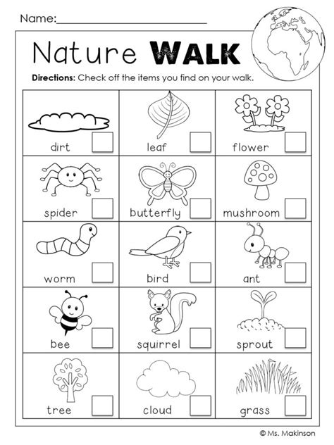 Nature Walk Activity Sheet