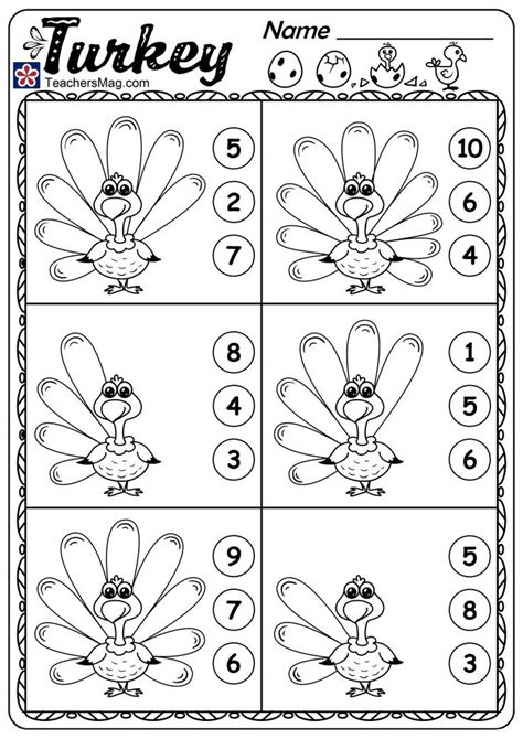 Turkey Counting Worksheets Thanksgiving Worksheets