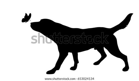 Vector Silhouette Dog Butterfly On White Stock Vector Royalty Free