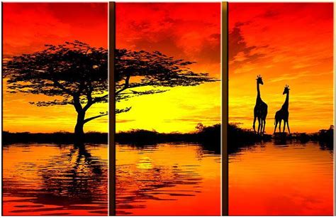 Landscape African Sunset Ii Painting Framed Paintings For Sale