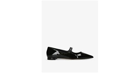 Manolo Blahnik Campari Pointed Toe Patent Leather Ballet Flats In Black