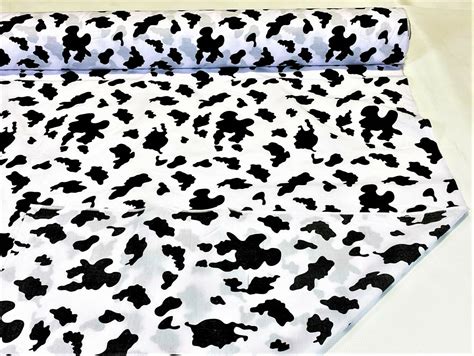 Black White Cow Print Quilting Craft Cotton Poly Woven Fabric 55w By