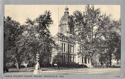 Rockville Indiana Parke Court House Street View Antique Postcard K83095