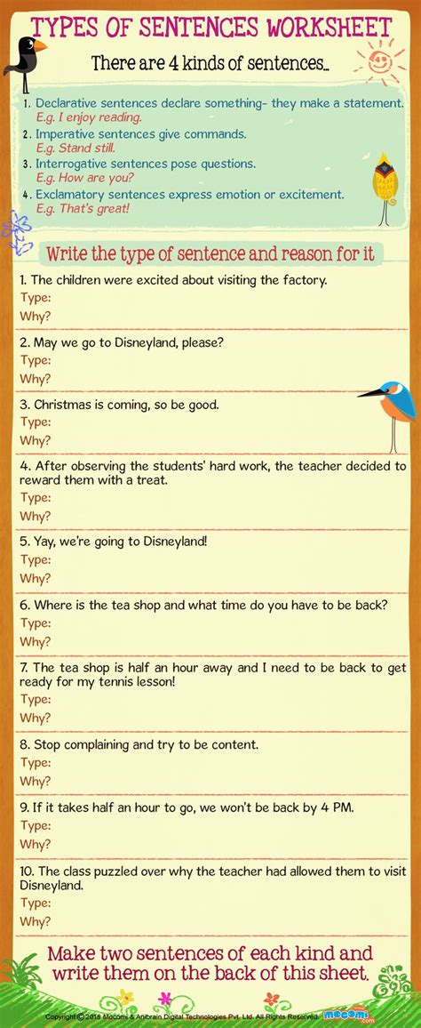 Imperative sentence is one among them. Types of Sentences Worksheet - English Worksheets for Kids ...