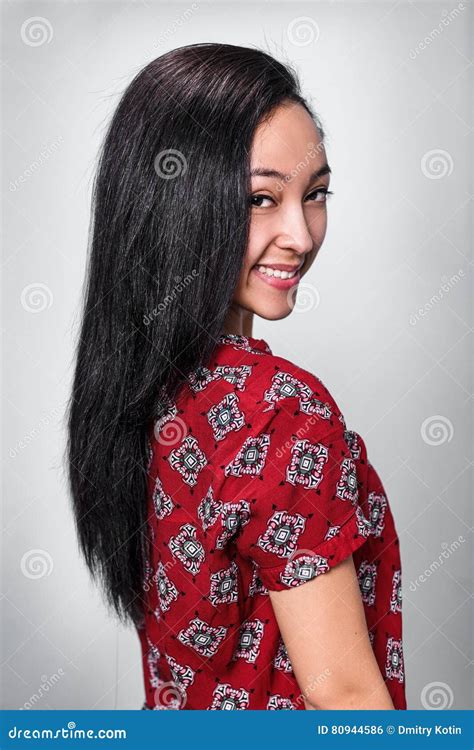 Young Beautiful Girl With Long Black Hair Stock Photo Image Of Latin