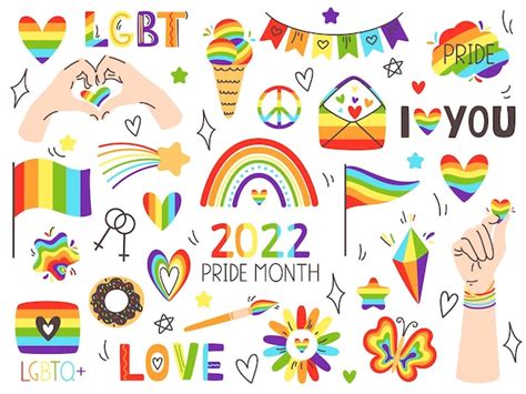 Premium Vector Pride Lgbt Symbols Pride Month Love Signs And Rainbow