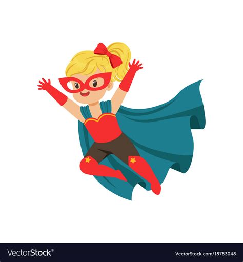 Comic Brave Flying Kid In Superhero Costume Vector Image