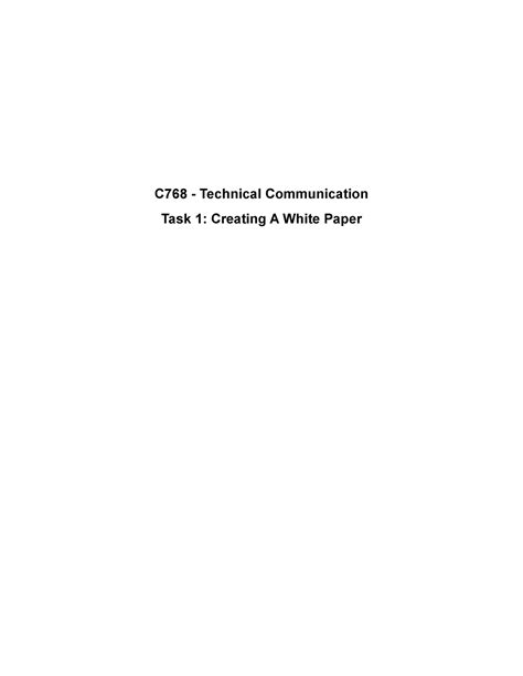 C768 Task 1 Task 1 C768 Technical Communication Task 1