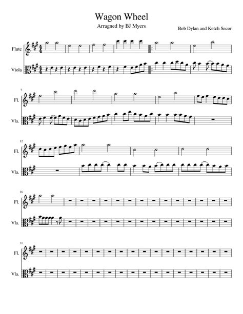 Wagon Wheel Sheet Music For Flute Viola Download Free In Pdf Or Midi
