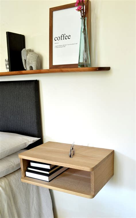 Oak Floating Nightstand Bedside Shelf Contemporary Moderntablesolid