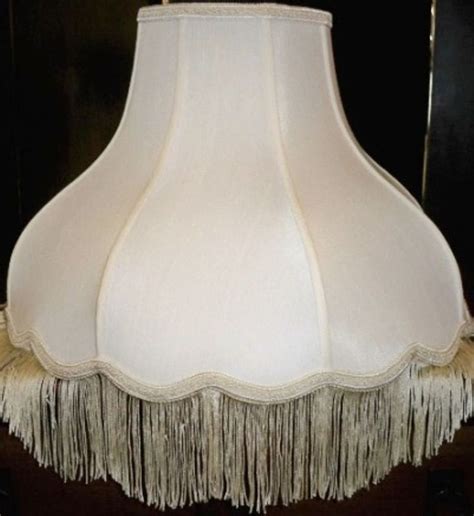Bell Scallop Fringe Silk Vintage Lamp Shade Style Cream White 4