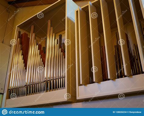 Modern Steel Organ Pipe In A Church Stock Photo Image Of Organ