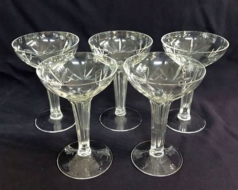 Art Deco Hollow Stem Crystal Champagne Coupes Perfect Crystal