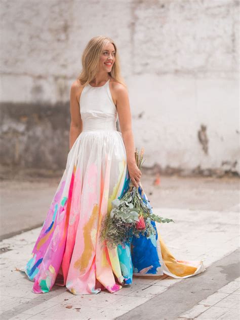 Our Favorite Wedding Dresses From 2017 Painted Wedding Dress Rainbow