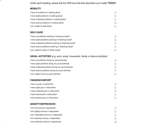 Eq 5d 5 L Questionnaire Uk Sample Version Download Scientific Diagram