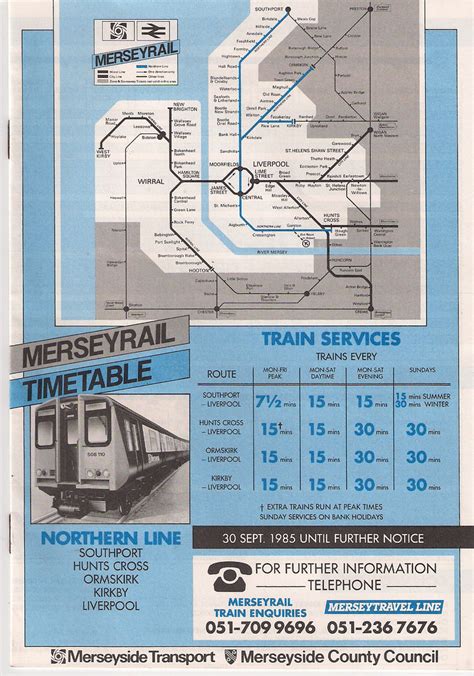Merseyrail Northern Line Timetable 30th September 1985 Unt Flickr