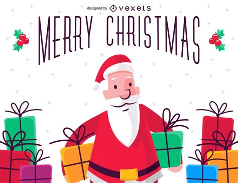 Merry Christmas Illustration With Santa Claus Vector Download