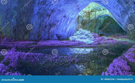 Mystical Cave In Bright Fantastic Colors Stock Photo Image Of Ancient