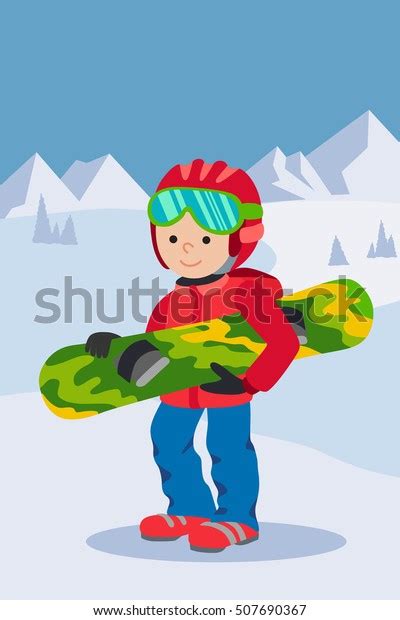 Kid Child Boy Smile Snowboard Winter Stock Vector Royalty Free 507690367