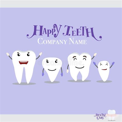 Dental Cartoon Happy And Healthy Teeth Stock Vector Illustration Of