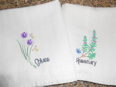 Embroidered Kitchen Herb Towels Dish Towel Linen Kitchen And Etsy