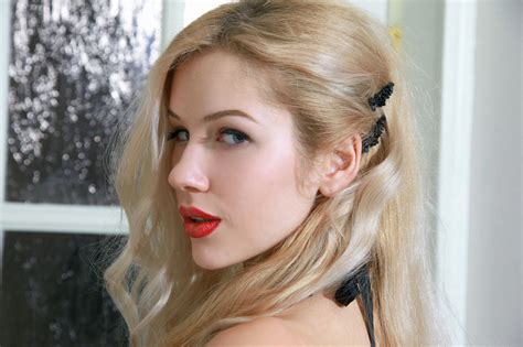 Wallpaper Women Marianna Merkulova Blonde Red Lipstick Face Met