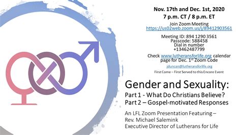 For Life Live Gender And Sexuality Part 1 What Do Christians Believe Encore Lutherans