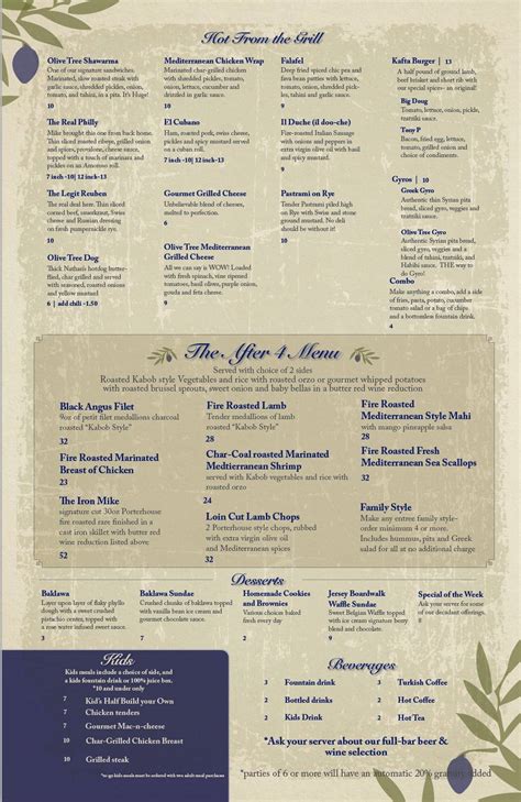 Menu At Olive Tree Cafe And Catering South Charleston