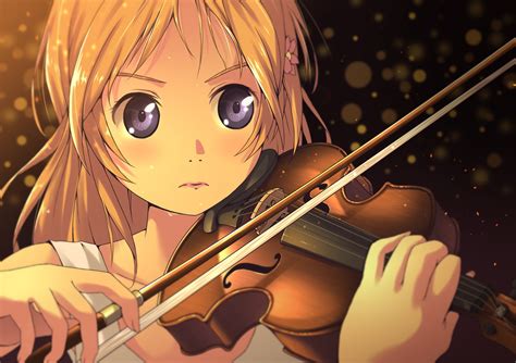 Anime Girl With Violin Wallpaper