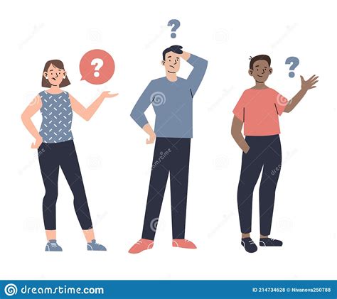 Flat People Asking Questions Set Vector Illustration Stock Vector