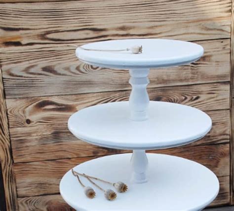 All Sizes 3 Tiered Wooden White Cake Stand Cupcake Stand Etsy