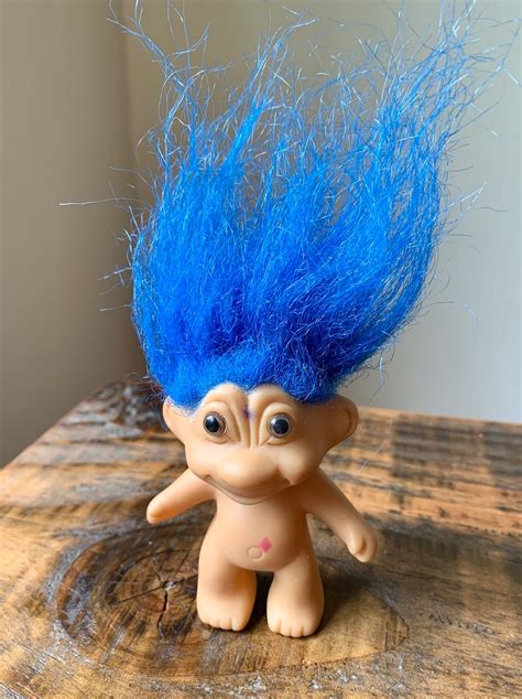 Vintage 1980s 1990s Blue Hair Troll Doll In Diamond Etsy