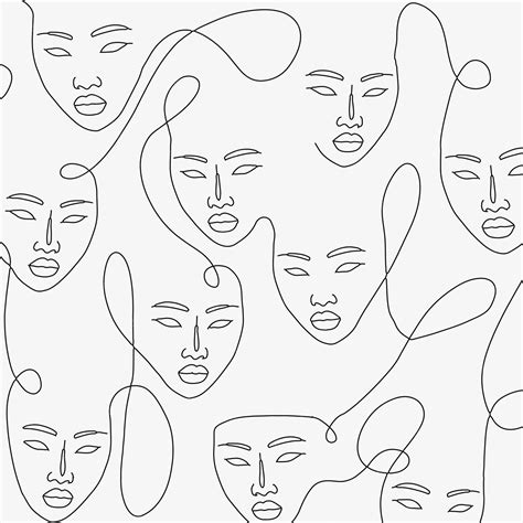 Premium Vector One Line Art Style Woman Portrait Background Abstract