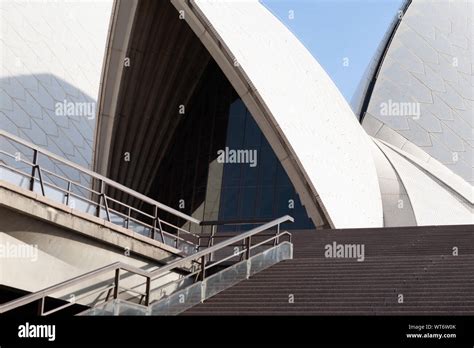 Sydney Opera House Roof Sails And Forecourt Steps Close Up Abstract