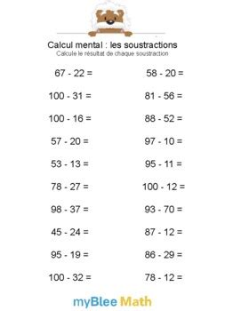 Calcul Mental Les Soustractions Calcule Les Soustractions Ce Au Cm