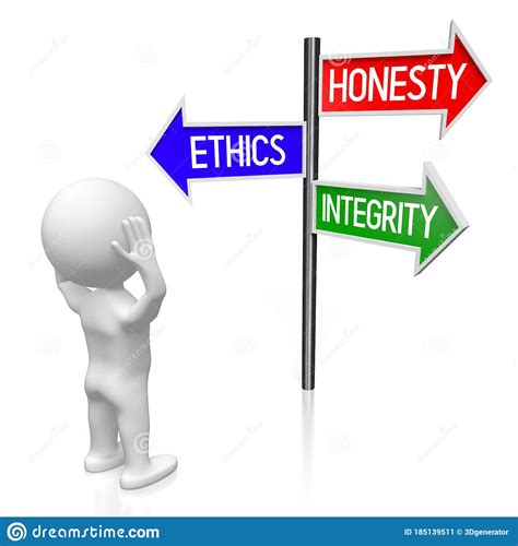 Honesty Ethics Integrity Concept Signpost With Three Arrows