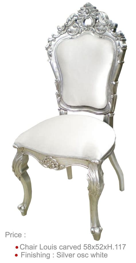 La chaise salon bois : Chaise mariage blanche et argentée | Chaise baroque ...