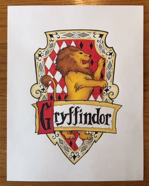 Gryffindor Crest 85 X 11 Print Etsy