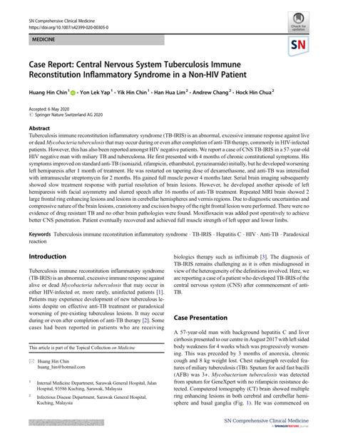 Pdf Case Report Central Nervous System Tuberculosis Immune