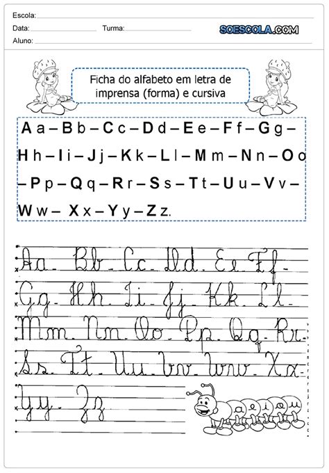 Alfabeto Letra Cursiva Maiuscula E Minuscula Para Imprimir Desenhos