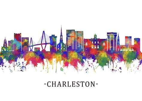 Charleston South Carolina Skyline Mixed Media By Nextway Art Fine Art