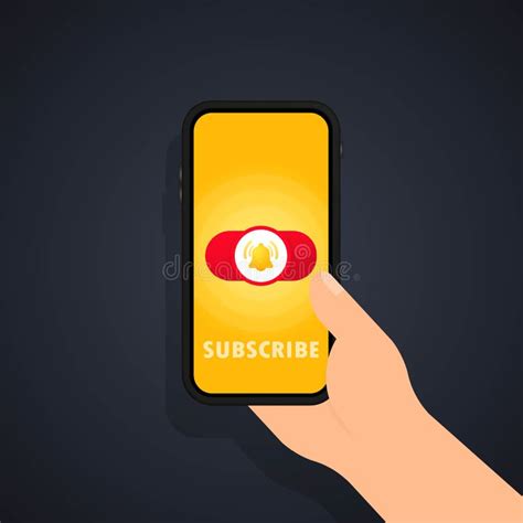 Subscribe Button Template With The Notification Bell On Smartphone