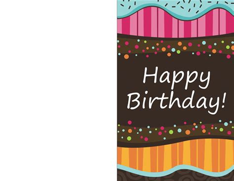 Free Half Fold Birthday Card Template Printable Word