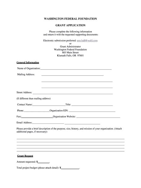 Washington Federal Foundation Grant Application Fill Online