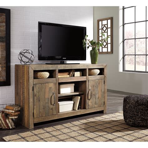 Ashley Signature Design Sommerford W Reclaimed Pine Solid Wood Large Tv Stand Dunk